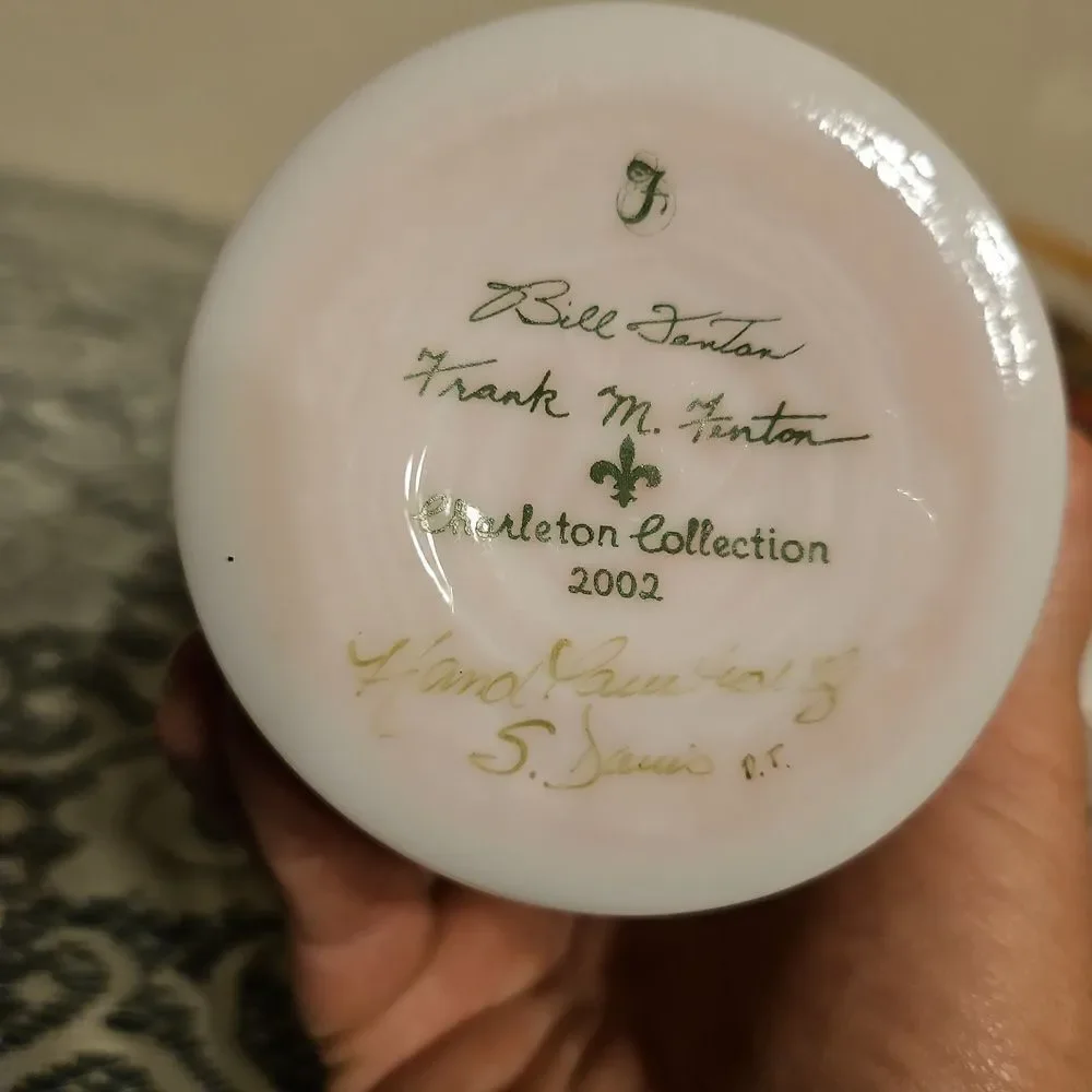 Fenton Rosalene Charleton Collection Hand Painted Beaded Melon Vase